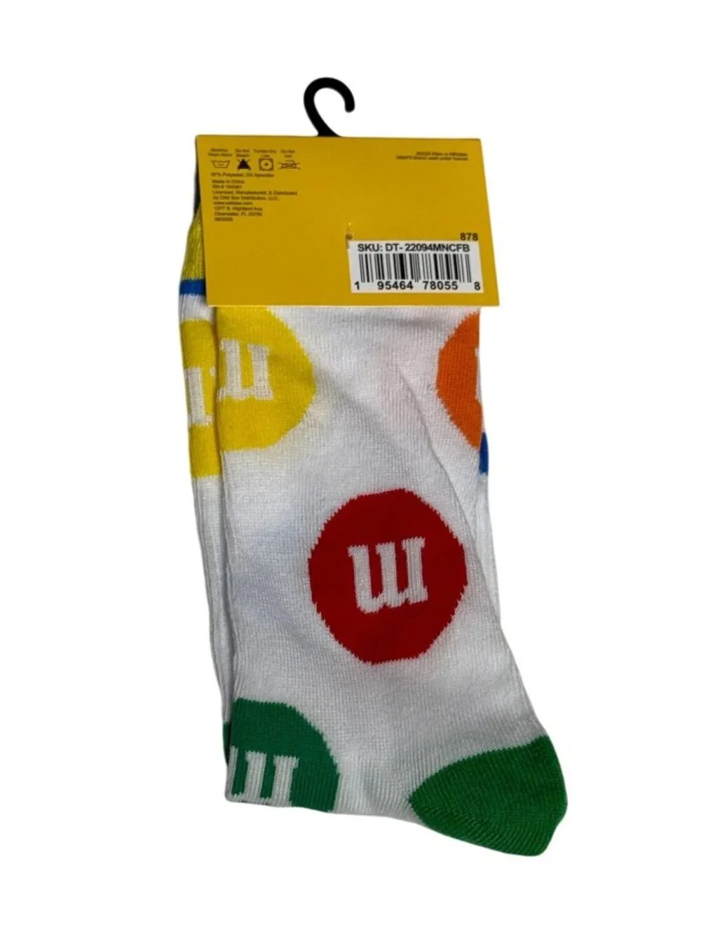 M&M's Candy Crew Socks White Colorful Print Men's 6-12 NWT